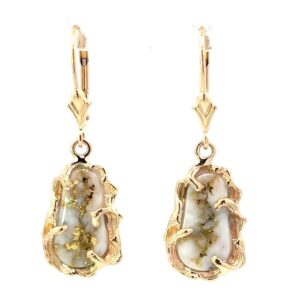 Gold Quartz Free Form French Hook Earrings EFFQ5/LB