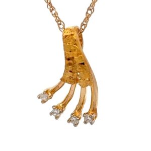 Estate Gold Nugget & Diamond Pendant 070636