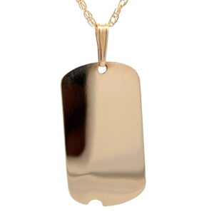 Estate 14K Gold Dog Tag Pendant 071922