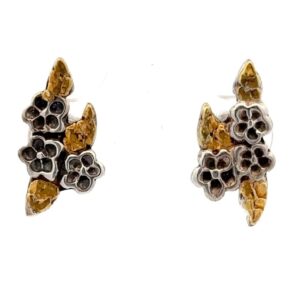 Sterling Silver & Gold Nugget Forget-Me-Not Earrings EP014