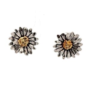Sterling Silver & Gold Nugget Daisy Earrings EP075