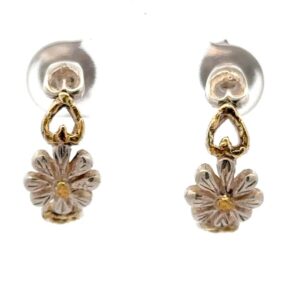 Sterling Silver & Gold Nugget Floral Hoop Earrings EP434