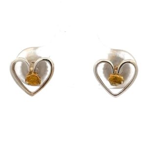 Sterling Silver & Gold Nugget Heart Earrings ER-430 SS