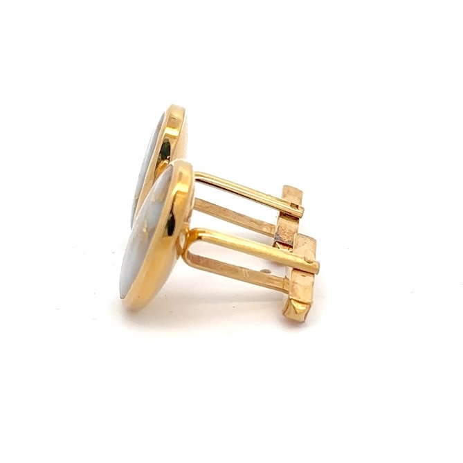 18k Oval Gold & Quartz Cufflinks 076263 - Image 4