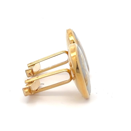 18k Oval Gold & Quartz Cufflinks 076263 - Image 2
