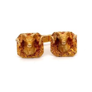 Gold Nugget Rams Head Cufflinks 090515