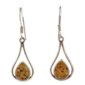 Sterling Silver & Gold Nugget Dangling Earrings EN869N/WDSS