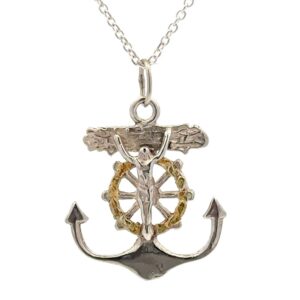 Sterling Silver & Gold Nugget Mariner Cross N025