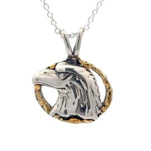 Sterling Silver & Gold Nugget Pendant N036