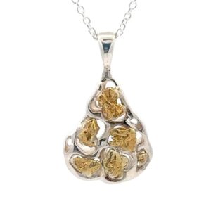 Sterling Silver & Gold Nugget Pendant PN196SS