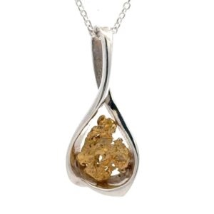 Sterling Silver & Gold Nugget Pendant PN628NSS