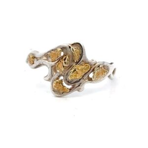 Sterling Silver & Gold Nugget Ladies Ring RL180SS