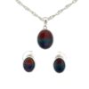 Ammolite Pendant & Earrings Oval Sterling Silver Set AMOLSSSETROUND