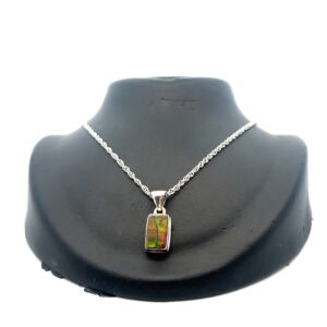 Ammolite & Sterling Silver Rectangle Pendant PSSAMLITSMREC