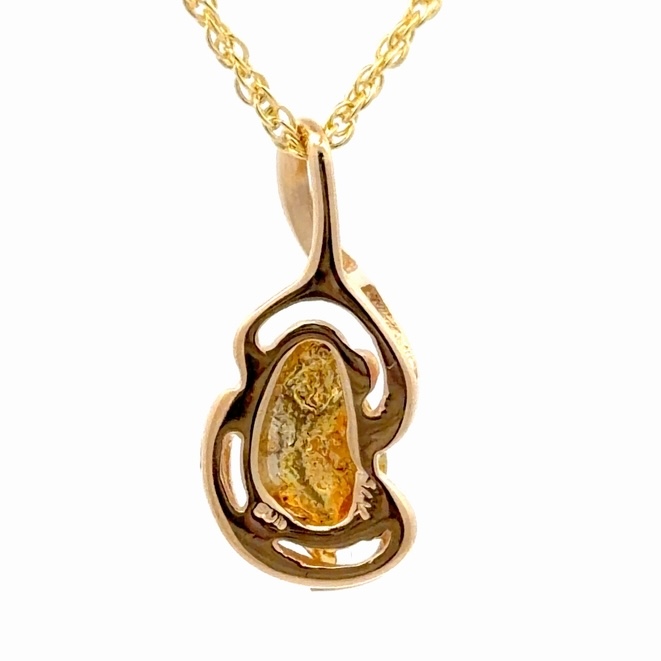 14K Gold Nugget Pendant With Fluid Setting PN784SNX - Image 3
