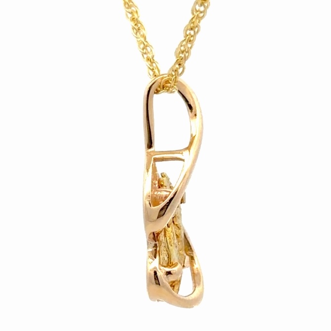 14K Gold Nugget Pendant With Fluid Setting PN784SNX - Image 4