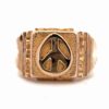 18K Yellow Gold Peace Sign Mens Estate Ring 075858