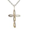 Ribbon Cross Sterling Silver & Gold Nugget Pendant N026